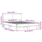 Bettgestell Sonoma-Eiche 120x200 cm Holzwerkstoff und Metall