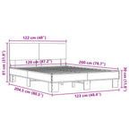 Bettgestell Grau Sonoma 120x200 cm Holzwerkstoff und Metall