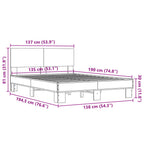Bettgestell Sonoma-Eiche 135x190 cm Holzwerkstoff und Metall