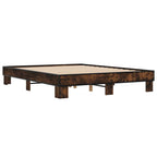 Bettgestell Räuchereiche 150x200 cm Holzwerkstoff und Metall