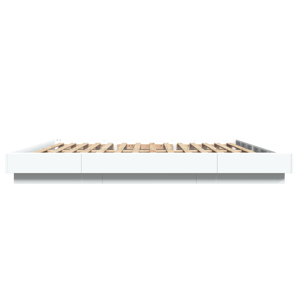 Bettgestell mit LED Weiß 200x200 cm Holzwerkstoff