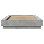 Bettgestell mit LED Betongrau 100x200 cm Holzwerkstoff
