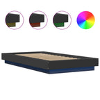 Bettgestell mit LED Schwarz 90x200 cm Holzwerkstoff