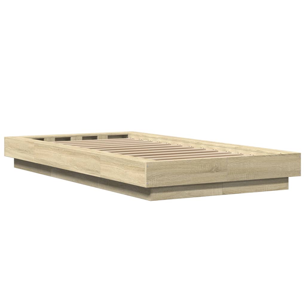 Bettgestell mit LED Sonoma-Eiche 90x200 cm Holzwerkstoff