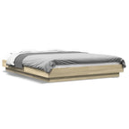 Bettgestell mit LED Sonoma-Eiche 140x190 cm Holzwerkstoff