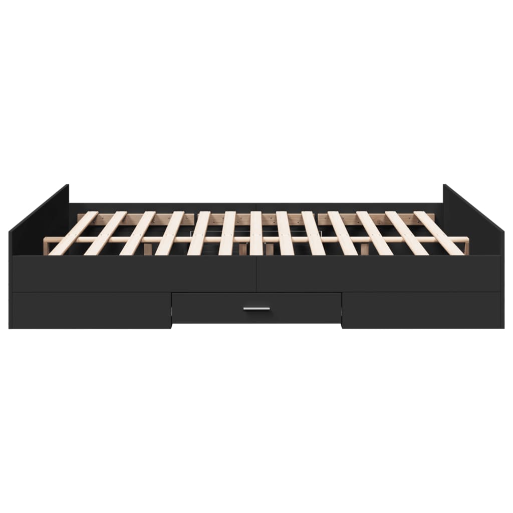 Bettgestell mit Schubladen Schwarz 150x200 cm Holzwerkstoff