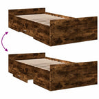 Bettgestell mit Schubladen Räuchereiche 90x200cm Holzwerkstoff