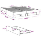 Bettgestell mit Schubladen Grau Sonoma 180x200cm Holzwerkstoff