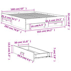 Bettgestell mit Schubladen Betongrau 160x200 cm Holzwerkstoff
