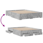 Bettgestell mit Schubladen Betongrau 150x200 cm Holzwerkstoff