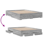 Bettgestell mit Schubladen Grau Sonoma 140x200 cm Holzwerkstoff