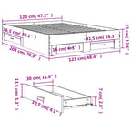 Bettgestell mit Schubladen Grau Sonoma 120x200 cm Holzwerkstoff