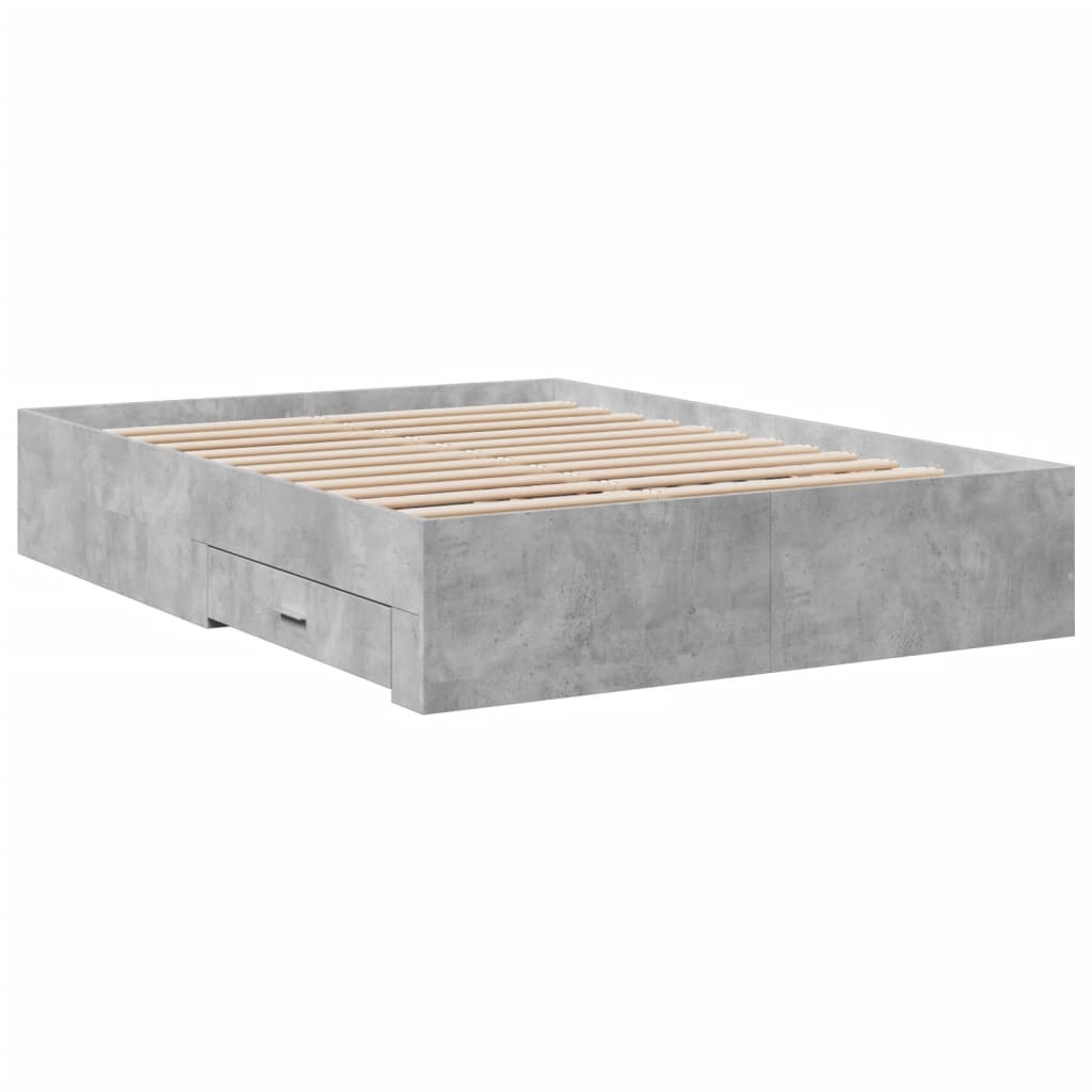 Bettgestell mit Schubladen Betongrau 140x190 cm Holzwerkstoff