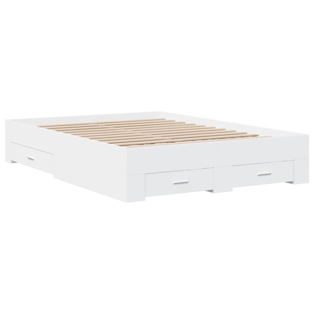 Bettgestell mit Schubladen Weiß 120x190 cm Holzwerkstoff