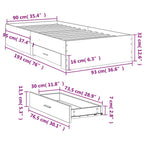 Bettgestell mit Schubladen Grau Sonoma 90x190 cm Holzwerkstoff