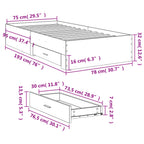 Bettgestell mit Schubladen Sonoma-Eiche 75x190 cm Holzwerkstoff