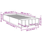 Bettgestell Betongrau 100x200 cm Holzwerkstoff