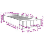 Bettgestell Betongrau 90x190 cm Holzwerkstoff