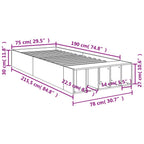 Bettgestell Betongrau 75x190 cm Holzwerkstoff