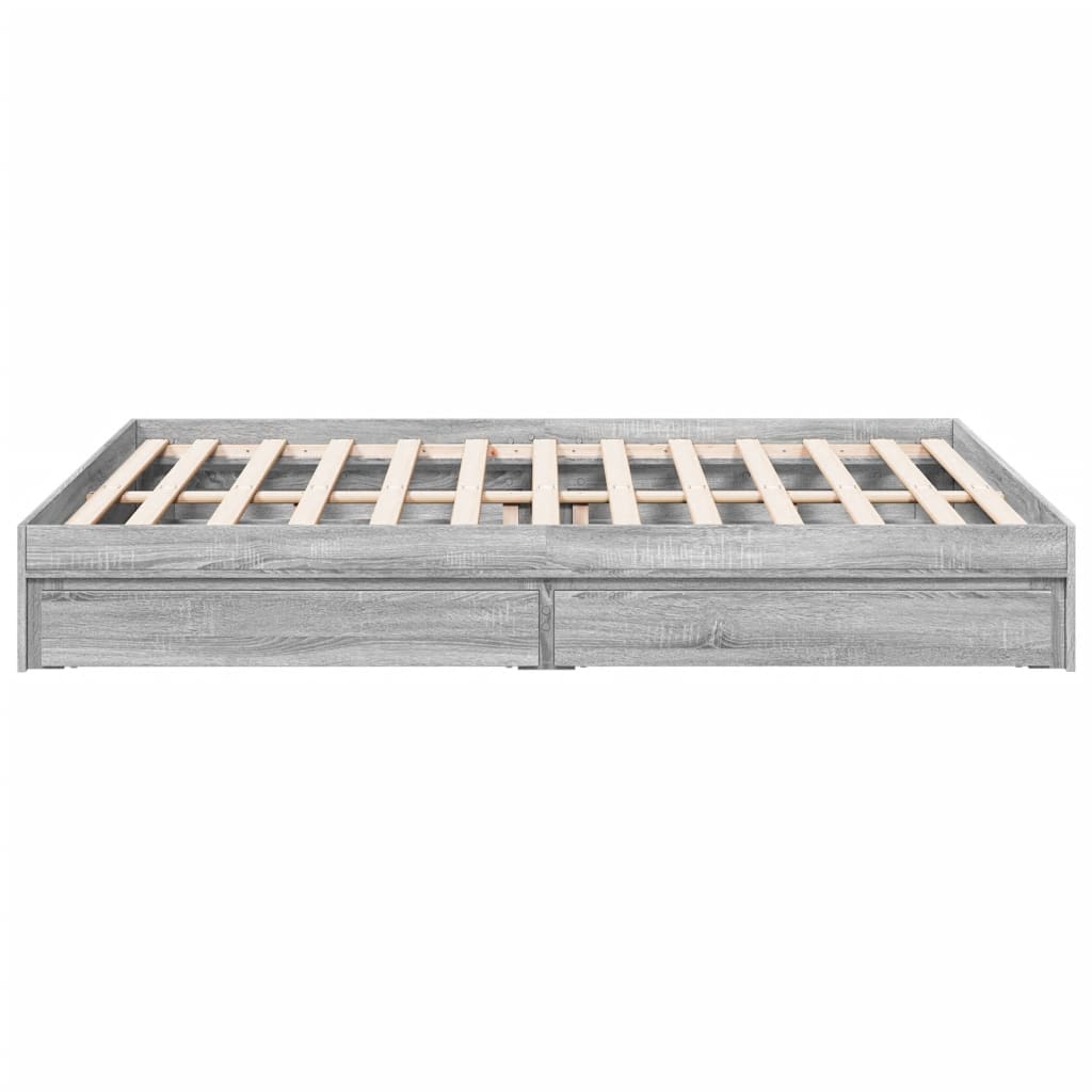 Bettgestell mit Schubladen Grau Sonoma 160x200 cm Holzwerkstoff