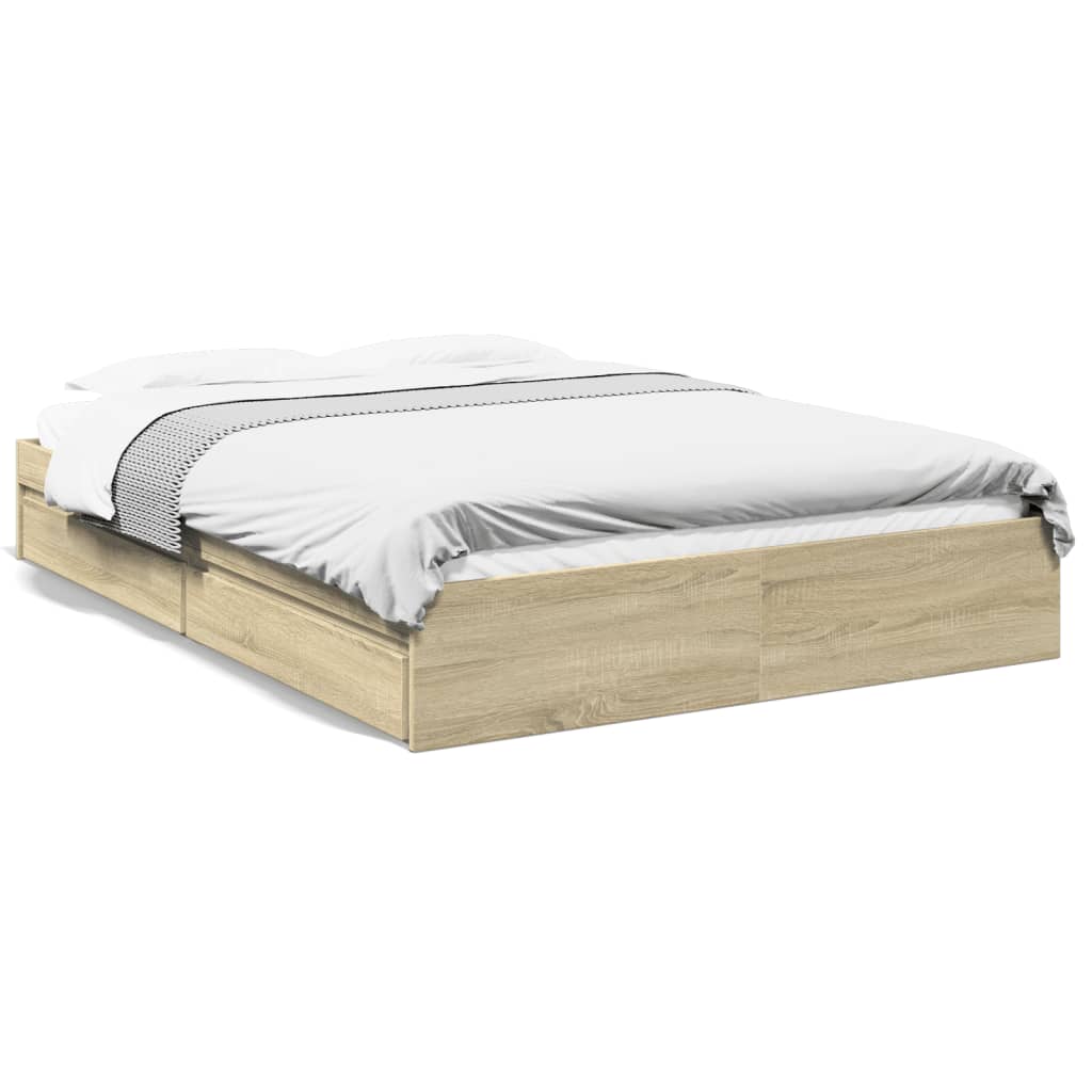 Bettgestell mit Schubladen Sonoma-Eiche 150x200cm Holzwerkstoff