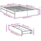 Bettgestell mit Schubladen Sonoma-Eiche 140x200cm Holzwerkstoff