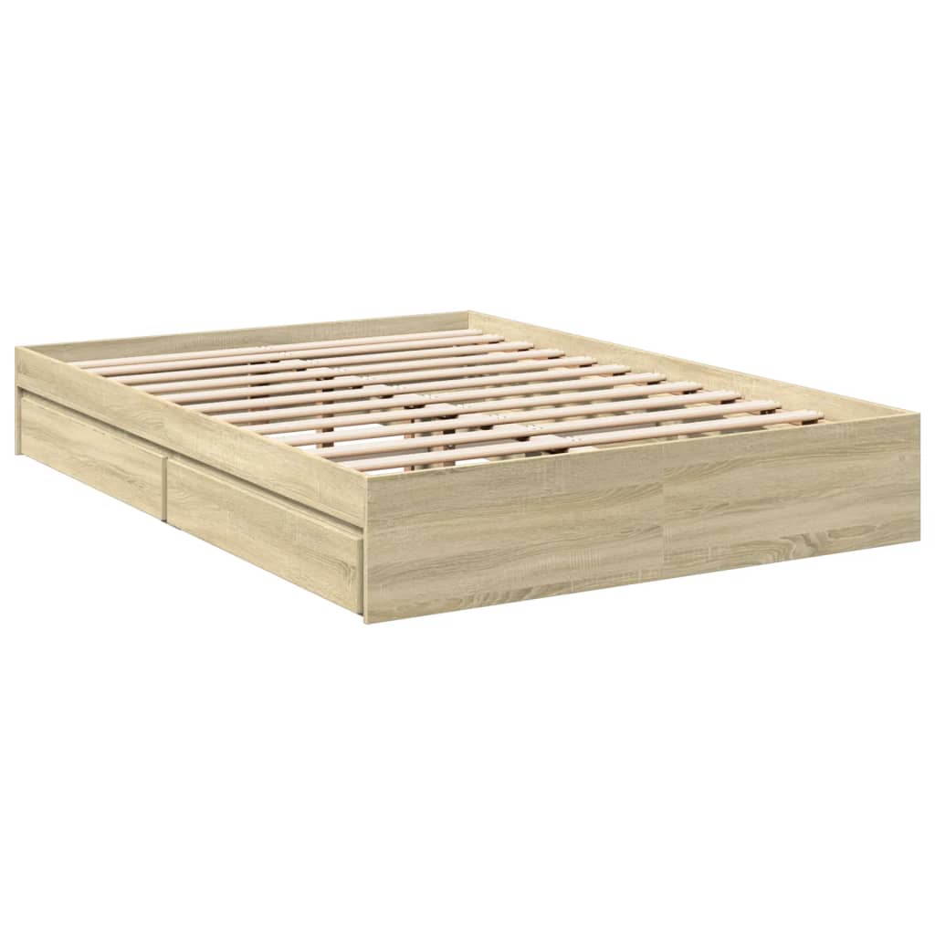Bettgestell mit Schubladen Sonoma-Eiche 140x190cm Holzwerkstoff