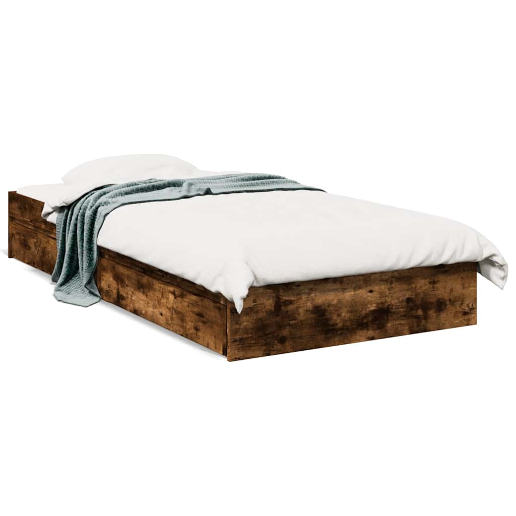 Bettgestell mit Schubladen Räuchereiche 90x190 cm Holzwerkstoff