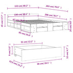Bettgestell mit Schubladen Betongrau 150x200 cm Holzwerkstoff