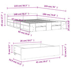 Bettgestell mit Schubladen Grau Sonoma 140x190 cm Holzwerkstoff