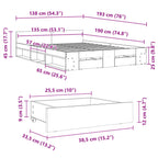Bettgestell mit Schubladen Grau Sonoma 135x190 cm Holzwerkstoff