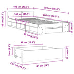 Bettgestell mit Schublade Betongrau 100x200 cm Holzwerkstoff
