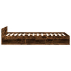 Bettgestell mit Schublade Räuchereiche 100x200 cm Holzwerkstoff