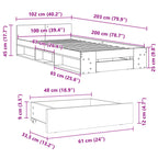 Bettgestell mit Schublade Räuchereiche 100x200 cm Holzwerkstoff