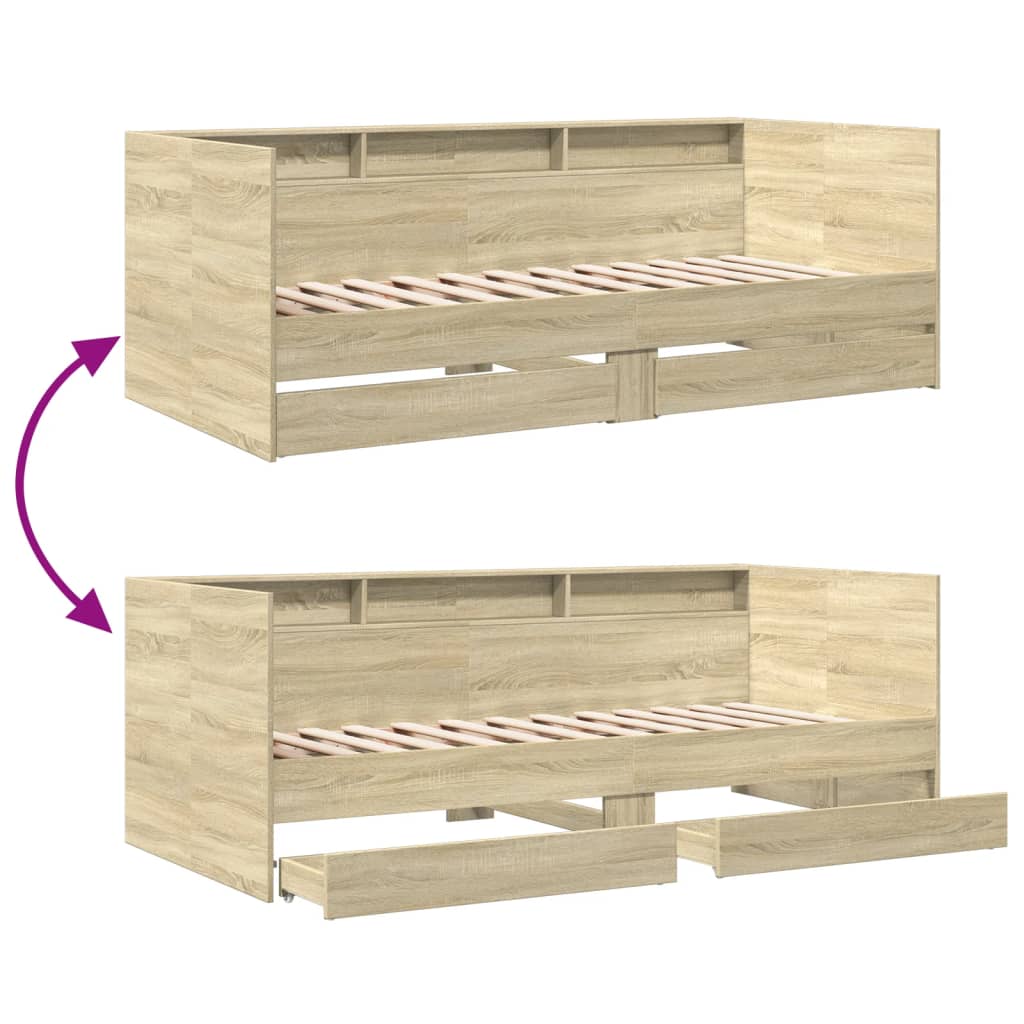 Tagesbett mit Schubladen ohne Matratze Sonoma-Eiche 90x200 cm