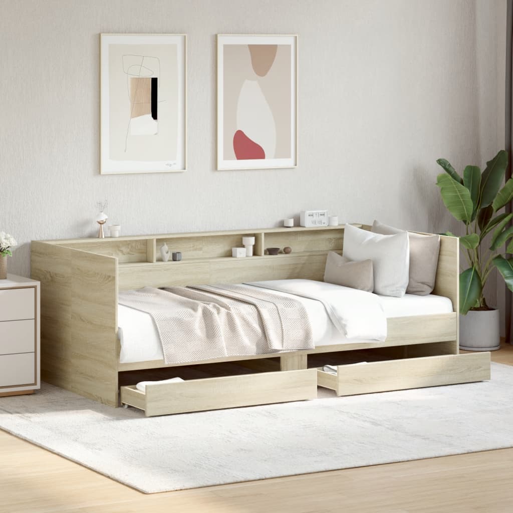 Tagesbett mit Schubladen ohne Matratze Sonoma-Eiche 90x200 cm