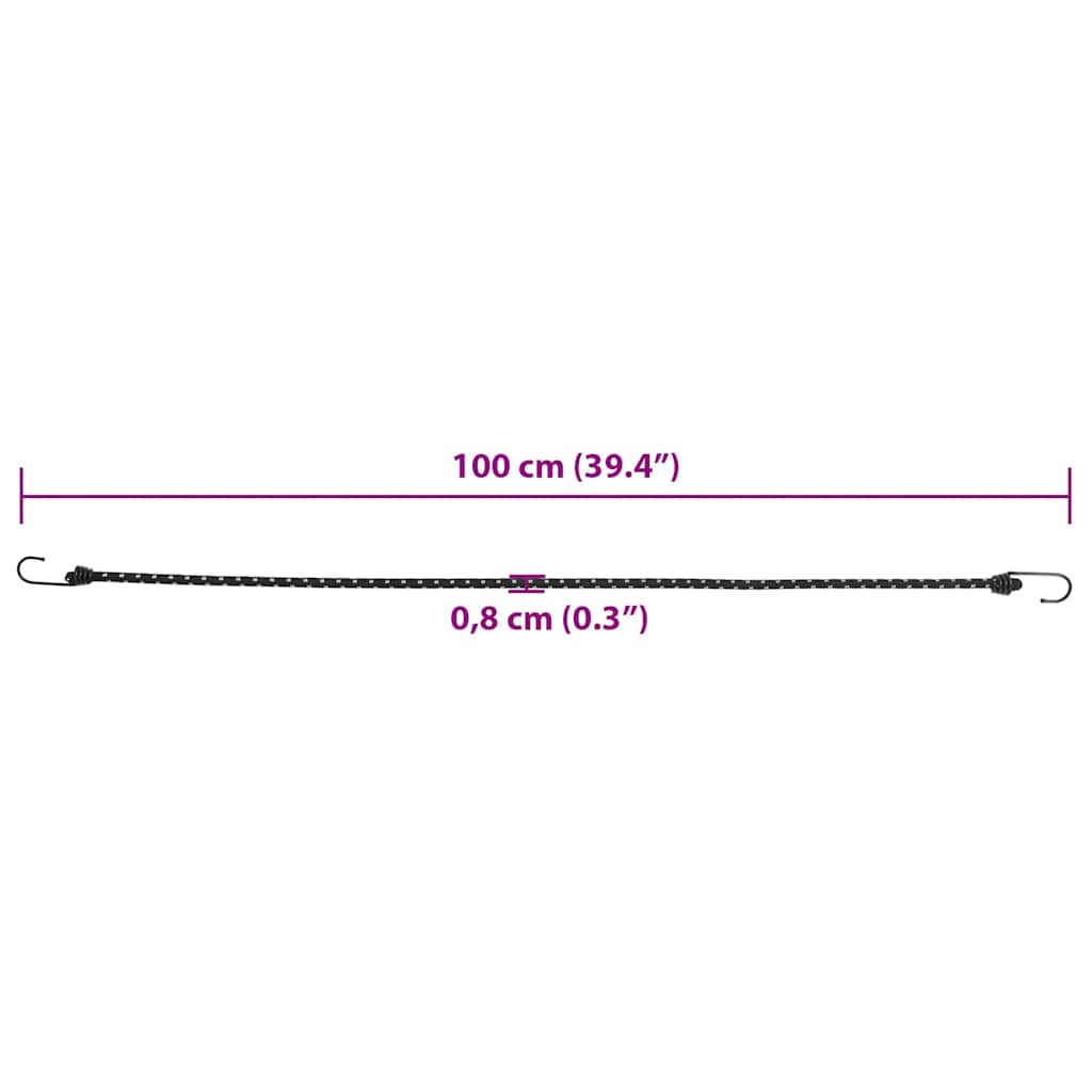 Gummiseile Reflektierend mit Haken 10 Stk. 100 cm