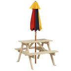 Picknicktisch für 4 Kinder mit Sonnenschirm Massivholz Tanne