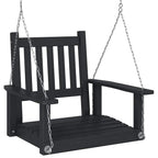 Garten-Hängestuhl mit Metallketten Schwarz Massivholz Tanne