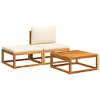 3-tlg. Gartensofa-Set mit Kissen Holz Akazie & Seil