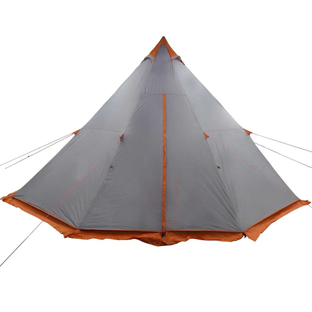 Tipi-Familienzelt 8 Personen Grau und Orange Wasserdicht