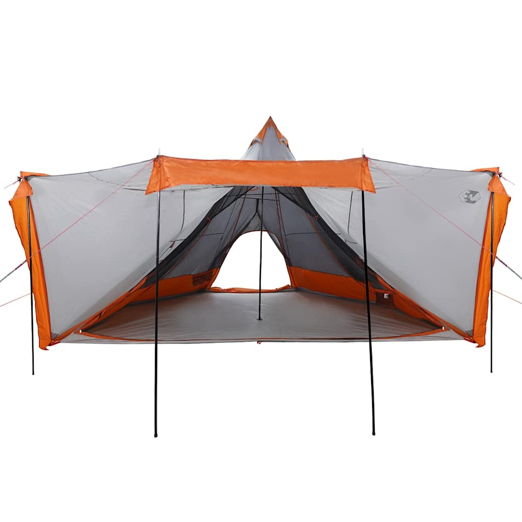 Tipi-Familienzelt 8 Personen Grau und Orange Wasserdicht