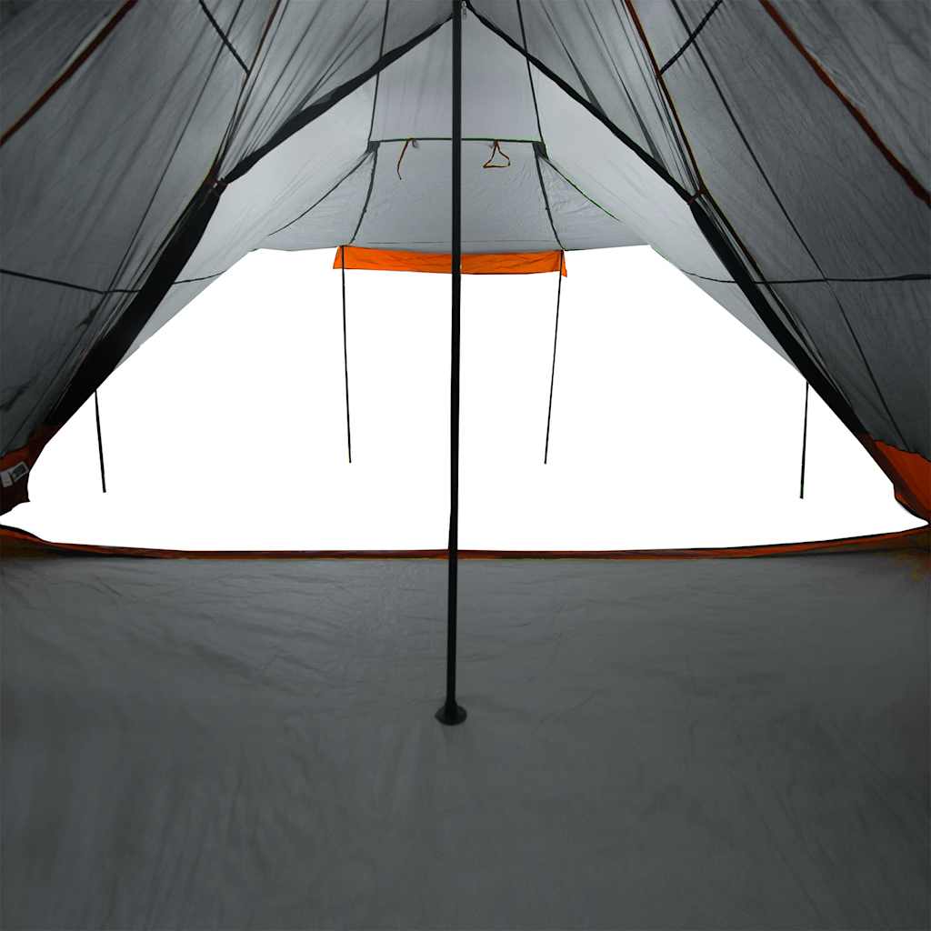 Tipi-Familienzelt 8 Personen Grau und Orange Wasserdicht
