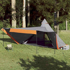 Tipi-Familienzelt 8 Personen Grau und Orange Wasserdicht