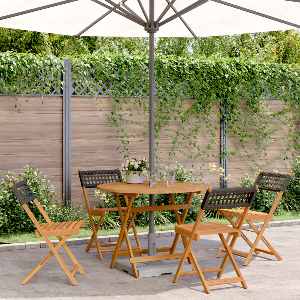 5-tlg. Garten-Essgruppe Schwarz Poly Rattan und Massivholz