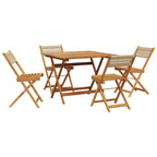 5-tlg. Garten-Essgruppe Polypropylen und Massivholz Beige