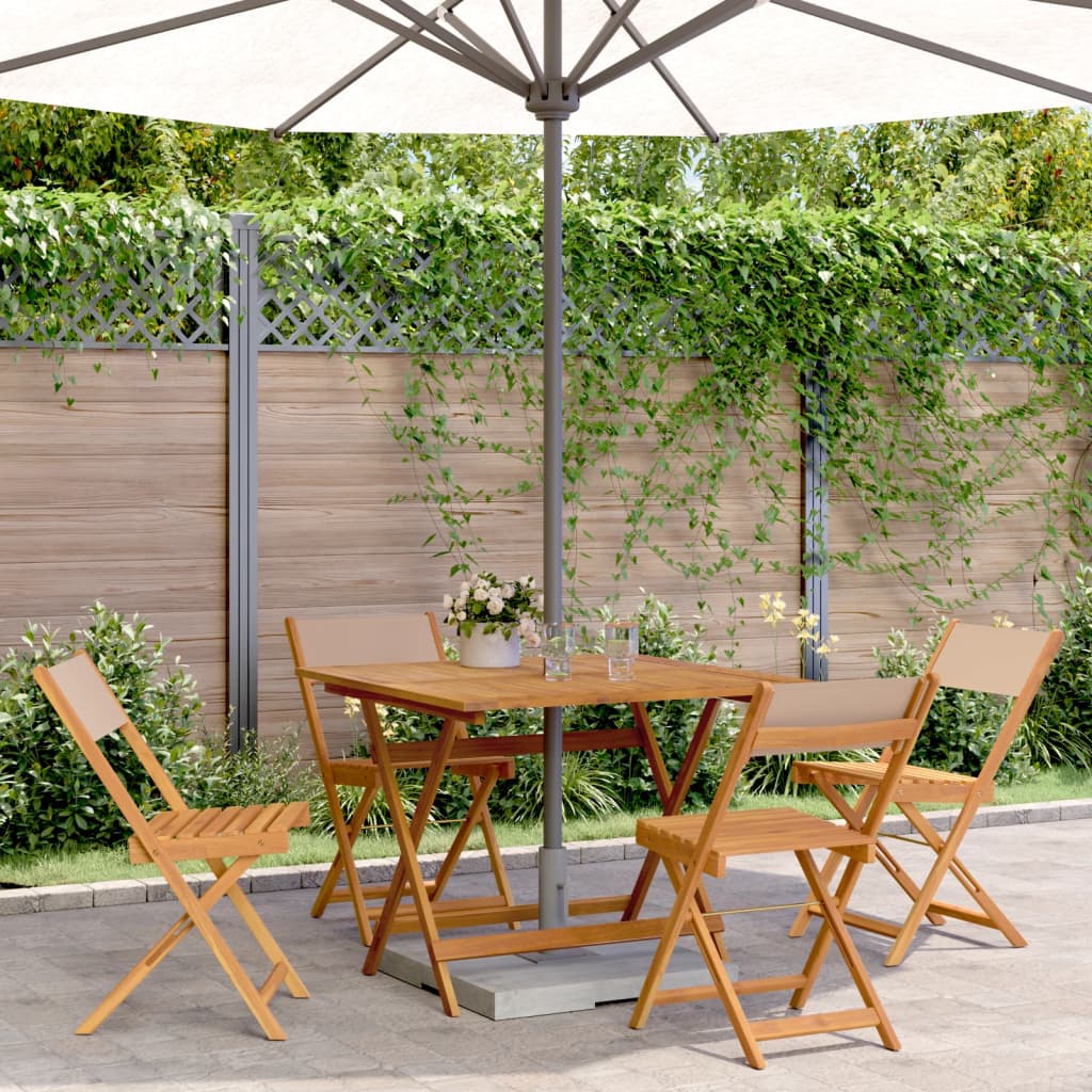 5-tlg. Garten-Essgruppe Stoff und Massivholz Taupe