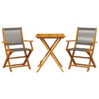 3-tlg. Bistro-Set Grau Polypropylen und Massivholz