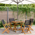5-tlg. Garten-Essgruppe Schwarz Poly Rattan und Massivholz