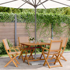 5-tlg. Garten-Essgruppe Stoff und Massivholz Taupe